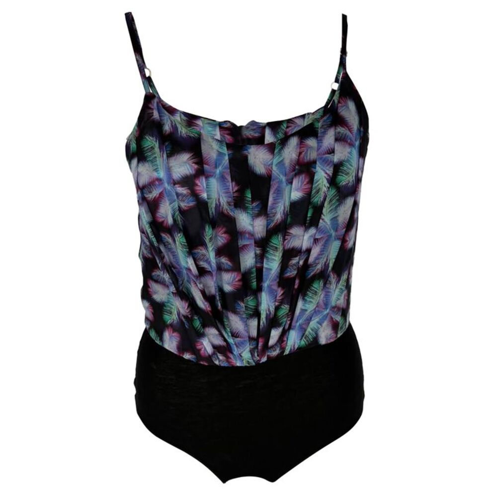Sandro Palm Tree Print Bodysuit in Black Polyester